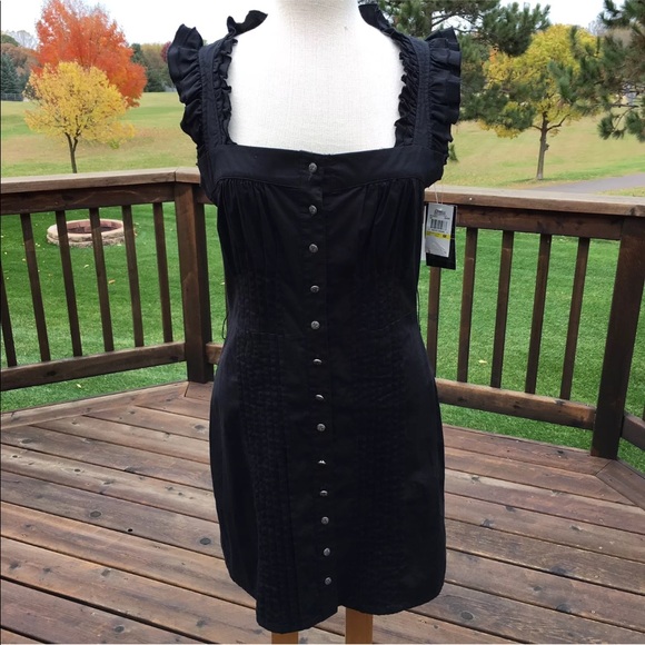 Grass Dresses & Skirts - Grass Collection Shirt Dress Black Btn Pintucked M